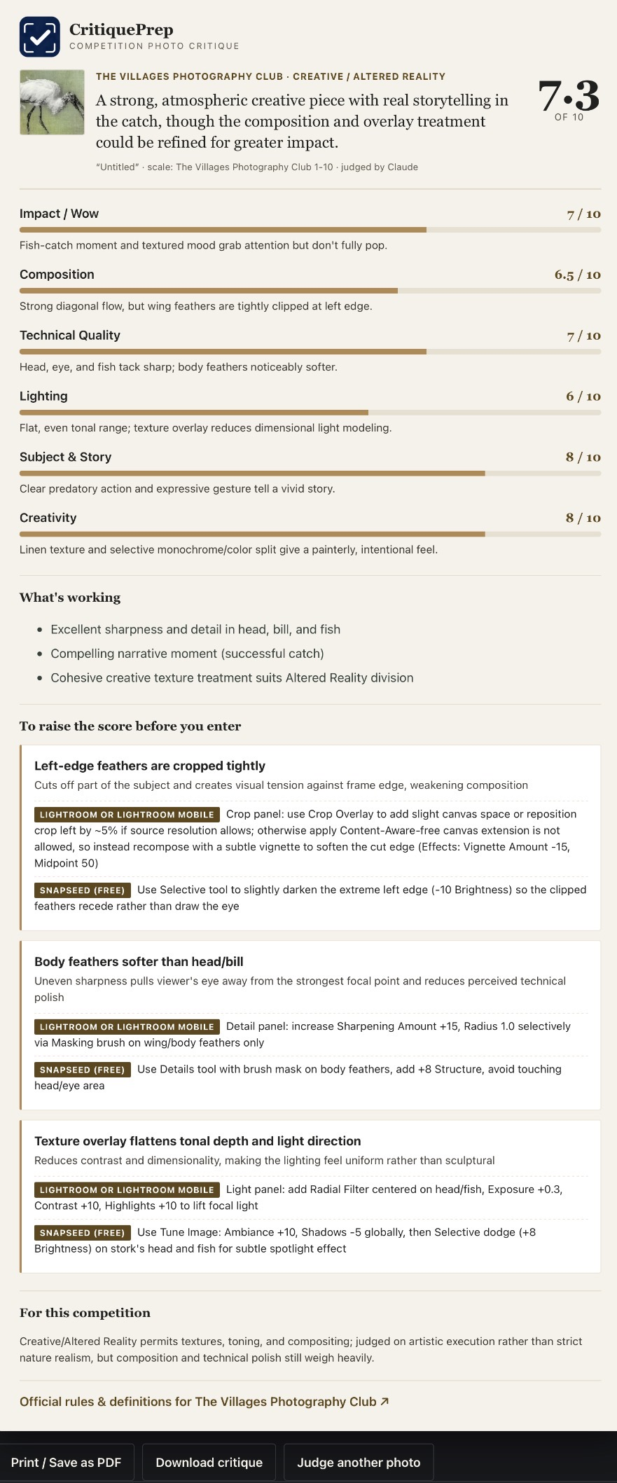 Example CritiquePrep critique with edit recommendations